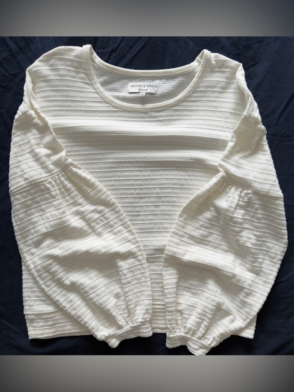 Madewell Texture & Thread Cream Balloon Sleeve Top | Size S | Boho Minimalist